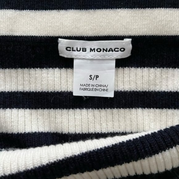 Club Monaco Off-the-shoulder Merino Wool Sweater - Striped - Picture 3 of 4
